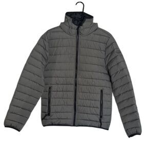 Aeropostale Puffer Coat Jacket Mens Small Zip Up Ski Snow Hood Preppy Grey